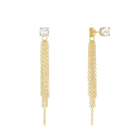 wholesale S925 Sterling Silver Butterfly Opal Zircon Fringe Chain Letter Earrings, Korean Style-Gold#4 925 silver