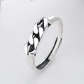 wholesale S925 Sterling Silver Korean Style Trendy Chain Design Streetwear Unisex Adjustable Open Ring-0-0