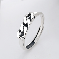 wholesale S925 Sterling Silver Korean Style Trendy Chain Design Streetwear Unisex Adjustable Open Ring-YJ831M/approx. 2.7g Adjustable opening