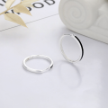 wholesale S925 sterling silver epoxy black line ear hoops, trendy sweet and cool style, hip-hop unisex earrings-0-1