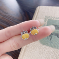 wholesale S925 Silver Retro Chinese Knot Coin Beeswax Stone Earrings, Imperial Style Design, Trendy and Versatile for Women-0-4
