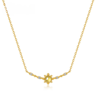 wholesale S925 Plated 10K Gold New Korean Style Minimalist Versatile Natural Peridot Necklace Fashion Trend Pendant Necklace-10K gold + swimming paint  925 silver