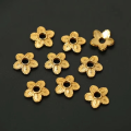 wholesale Gold-plated Silver Antique Flower Bead Cap, S925 Sterling Silver Gold-plated 9mm Spacer, Vintage Gold Components for DIY Bracelet Bead-0-2