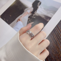 wholesale S925 Sterling Silver Irregular Multi-Layer Twisted Line Ring Unisex Trendy Fashion Index Finger Ring-0-3