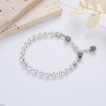 wholesale S925 silver vintage distressed crown bead chain trendy versatile design unisex bracelet-0-2