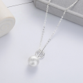 wholesale S925 Silver Fashion Japanese and Korean OT Buckle Large Bead Pendant Brushed Process Minimalist Style Versatile Necklace-0-0