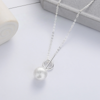 wholesale S925 Silver Fashion Japanese and Korean OT Buckle Large Bead Pendant Brushed Process Minimalist Style Versatile Necklace-YL605H/approx. 5.2g 925 silver