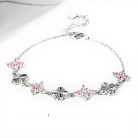 wholesale 925 Silver Summer Hot Selling High Version Four-Leaf Clover Bracelet with Zirconia for a Premium and Fashionable Commuter Look-Four-leaf clover bracelet (16+3CM) 925 silver