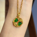 wholesale S925 silver gold-plated natural A-grade jade pendant necklace with gourd and butterfly design-0-8