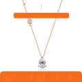 wholesale S925 Silver Gold Water Drop Moissanite Necklace Asymmetric Design Pendant Women's Best-Seller Collarbone Chain-0-0