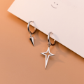 wholesale S925 silver minimalist smooth asymmetrical tapered square star women's ear clips summer earrings M01511-0-3