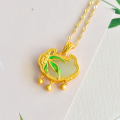 wholesale 925 Sterling Silver Hanfu Ornament, Ancient Style Cold Enamel Bamboo Announcing Peace Ruyi Longevity Locket with Hetian Jade Pendant-0-5
