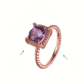 wholesale Rose gold-plated S925 silver with new natural amethyst and moissanite set, including ring, necklace, and earrings-0-5