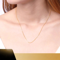 wholesale 18K Gold Choker Chain Women's Ins Simple Versatile Shining Necklace Yellow Gold White Gold Rose Gold Plain Chain Customization-18K White Round Spring Clasp