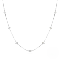 wholesale S925 Sterling Silver Floral Zircon Accent Stackable Collarbone Necklace, Korean Style Trendy Design-Platinum 925 silver
