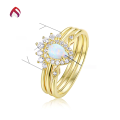wholesale S925 Silver White Opal Strawberry Light Luxury Stackable Pear-Shaped Synthetic Opal Ring-0-4