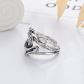 wholesale S925 Silver Cloud Tide Pavilion Vintage Retro Dark Style Dual-Headed Snake Niche Design National Trend Versatile Openable Ring-0-2