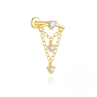 wholesale S925 Sterling Silver Irregular Butterfly Crown Inlaid Zircon Flat Head Threaded Ear Cartilage Stud, Popular In Europe And America For Its Elegant Temperament-Single gold #4