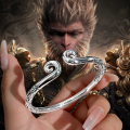 wholesale 9999 Pure Silver Cuff Bracelet - The Hit Black Myth: Wukong's Golden Hoop, Ancient Craftsmanship, Great Sage Equalling Heaven's Staff Jewelry-0-6