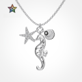 wholesale S925 Sterling Silver Women's Necklace Summer Ocean Design Seahorse Starfish Shell Personalized Pendant Neck Jewelry-0-0