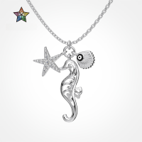 wholesale S925 Sterling Silver Women's Necklace Summer Ocean Design Seahorse Starfish Shell Personalized Pendant Neck Jewelry-Gold DY190821-SG-WH 925 silver