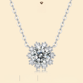 wholesale S925 silver pendant moissanite ice crystal snowflake necklace sunflower pendant with chain Panyu factory direct wholesale-0-0
