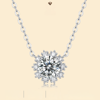 wholesale S925 silver pendant moissanite ice crystal snowflake necklace sunflower pendant with chain Panyu factory direct wholesale-(Special Offer) Six-Prong Necklace 1 Carat >925 Silver