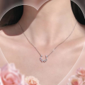 wholesale S925 Sterling Silver Star Zircon Necklace Vintage Crystal Lucky Horseshoe Wishbone Small Luxury Collarbone Chain-0-2