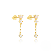 wholesale 925 Sterling Silver Metal With Marquise-cut Zircon And Pearl Earrings, Small Ins Style-Gold#4 925 silver