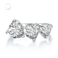 wholesale S925 Silver Heart-Shaped Diamond Three-Life Stone Engagement Ring for Women, Fashion Wedding Band-3 Heart-Shaped Rings  Size 8