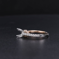 wholesale 9/10/14/18K Gold Classic Minimalist Four-Prong Micro-Set Diamond Engagement Ring Setting-9k gold ring setting US size 8