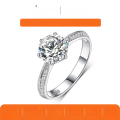 wholesale 925 Silver Plated with Moissanite Six-Prong Main Stone Ring for Proposal, Engagement, Wedding, Couple's Jewelry-0-0