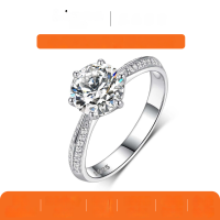 wholesale 925 Silver Plated with Moissanite Six-Prong Main Stone Ring for Proposal, Engagement, Wedding, Couple's Jewelry-1 carat (with certificate)  11 US