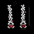 wholesale Gold Plated 925 Silver High Carbon Diamond GRC Lab-Grown Ruby Oval Party & Event Women's Earrings-0-1