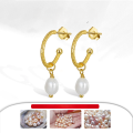 wholesale 925 Sterling Silver Cloud-pattern Earrings with Natural Freshwater Baroque Pipa Pearls, Direct from Manufacturer-0-2