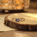 wholesale S925 Sterling Silver Plated 14k Gold Japanese-inspired Light Luxury Fashion Ring with Tanzanite-0-0