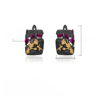 wholesale S925 Silver Designer High-End Earrings Secret Garden Natural Style Vintage Natural Rose Garnet Stud Earrings-Natural Topaz + Amethyst + Peridot Earrings