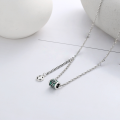 wholesale S925 sterling silver epoxy green four-leaf clover tube bead rotating necklace simple ins trendy women's collarbone chain-0-2