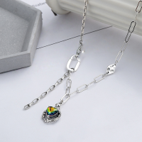 wholesale S925 Sterling Silver Vintage Style Green Zircon Heart Light Luxury Unisex Collarbone Necklace-YL322/about 11.5g