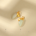 wholesale Gold-plated 925 ancient silver fittings inlaid with Hetian jade rabbit and butterfly drop handmade DIY jewelry accessories-0-7