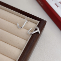 wholesale S925 silver double hook design earrings for women, Korean Dongdaemun creative minimalist style earrings-0-3