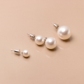 wholesale S925 silver Swarovski large round strong luster pearl earrings high-end earrings M01570-0-3