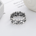 wholesale S925 Sterling Silver Irregular Wide Braided Twist Open Ring Trendy Punk Style Index Finger Ring-0-2