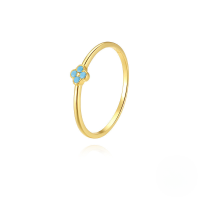 wholesale S925 Sterling Silver Petal Set With Zircon And Turquoise, A Minimalist European-style Accessory Collection-Gold Ring (Size 7) - Turquoise &gt; 925 Silver