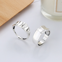 wholesale S925 Sterling Silver Textured Crinkle Ring Metal European and American Fashion Index Finger Ring Cross-Border Live Streaming Best Seller-YJ566/B model is about 2.7 grams. The opening is adjustable.