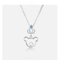 wholesale S925 Silver Creative Minimalist Hollow-Out Animal Collarbone Necklace with Crown Bear Pendant Inlaid with Diamonds for Women-0-0