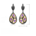 wholesale 925 Silver Italian Designer Craft Gemstone Earrings, Vintage High-End Natural Amethyst Ear Drops-0-4