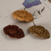 wholesale Metal material sandalwood carving Dzambhala Tibetan style rosewood green sandalwood old mountain sandalwood hand plaque DIY ethnic style bracelet weaving accessory-Green Sandalwood