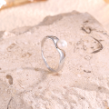 wholesale 925 Silver Ins Freshwater Pearl Ring for Women Wave Minimalist Design High-End Sense Simple Index Finger Ring Band-0-0