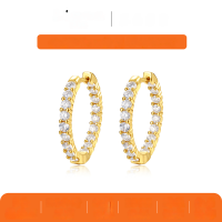wholesale S925 Sterling Silver Moissanite Full Hoop Earrings Women Ins Popular Style Elegant Earrings Hot Sale Ready to Ship Wholesale-Gold 2.16 carats (with certificate)  925 silver